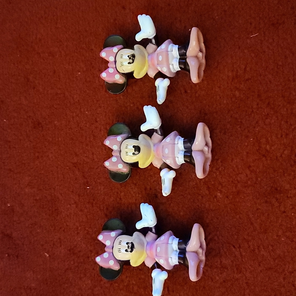 Set of 3 Mini Minnie Mouse Figurines.